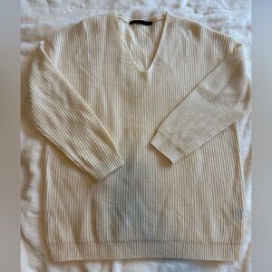 Jenni Kayne Cashmwre Sweater S, luxury knit V Neck Knit Sweater Cream